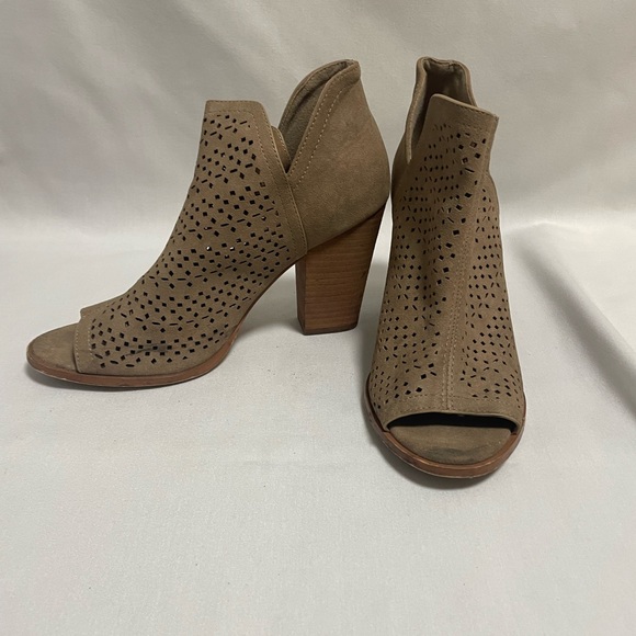 Restricted Shoes - Tan Open Toe Heeled Bootie